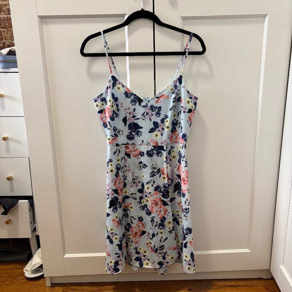 French Connection Blue Floral Wrap Mini Dress Spring/Summer